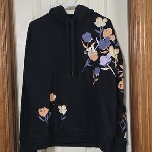 Adidas Black Hoodie with Pastel Floral Accents